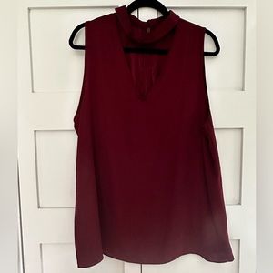 Burgundy Banana Republic Sleeveless Blouse with Choker Neck Size XL